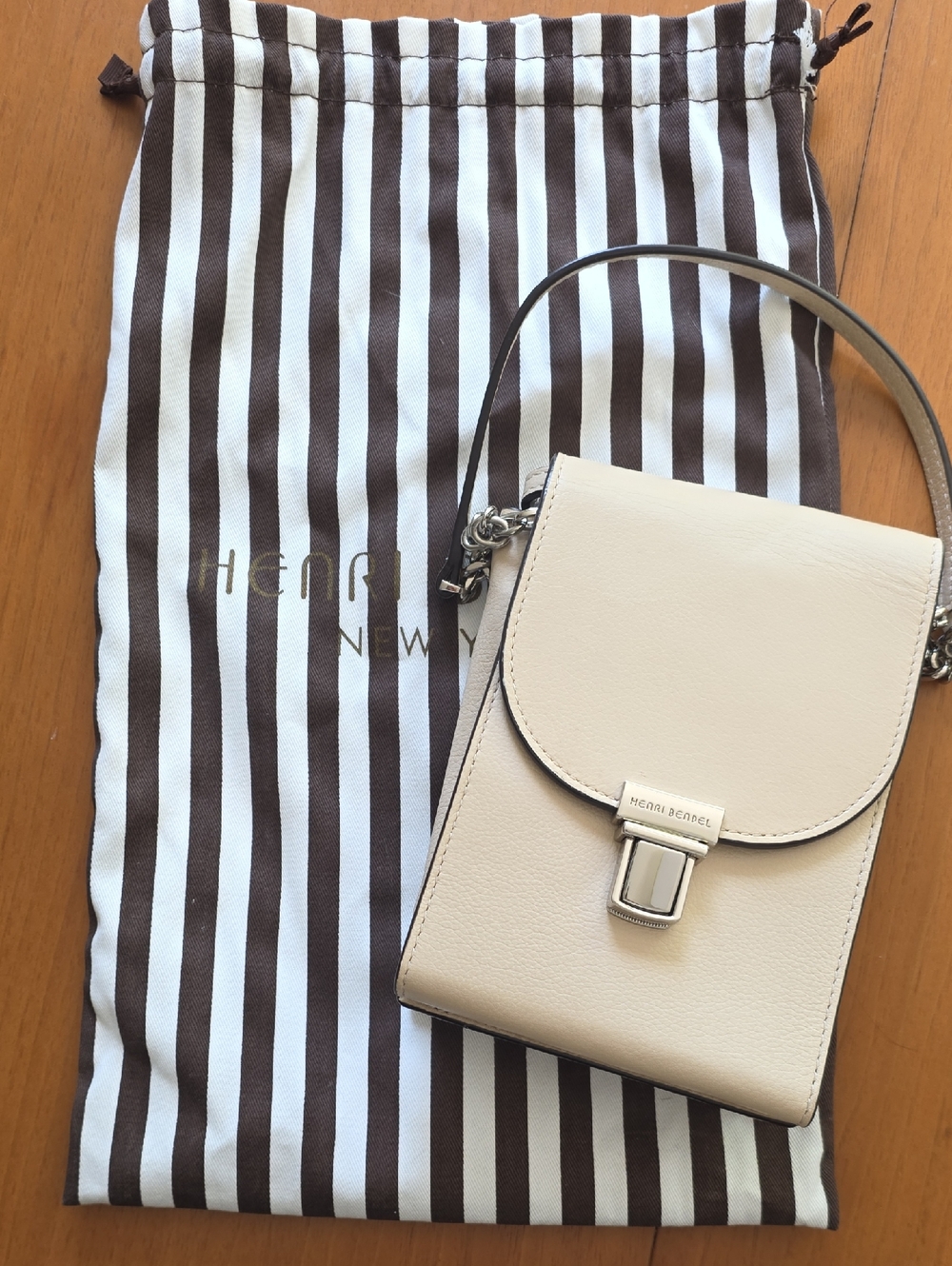 henri bendel cream leather crossbody phone pouch